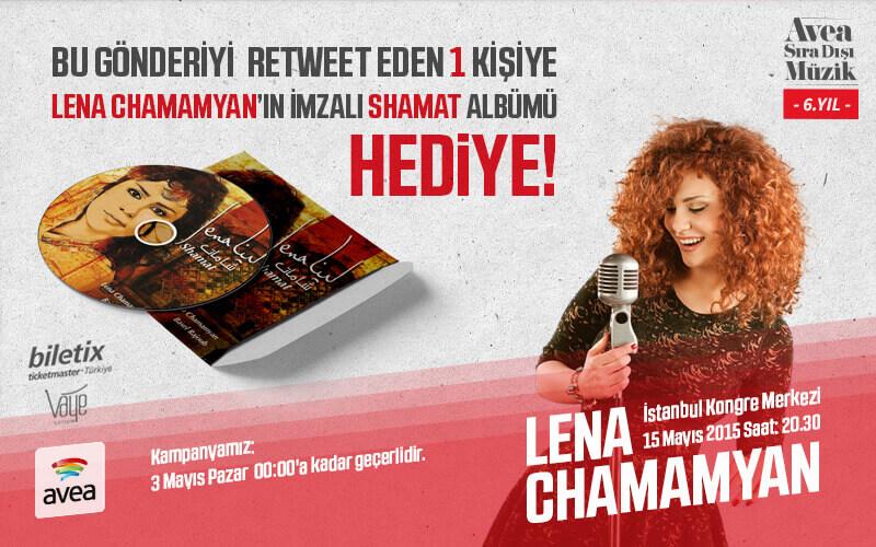 Bu gönderiyi, bu gece saat 00:00'a kadar RT eden 1 kişiye  <a href="/LenaChamamyan/">Lena Chamamyan | لينا شاماميان</a>​'ın İMZALI 'Shamat' albümü hediye!