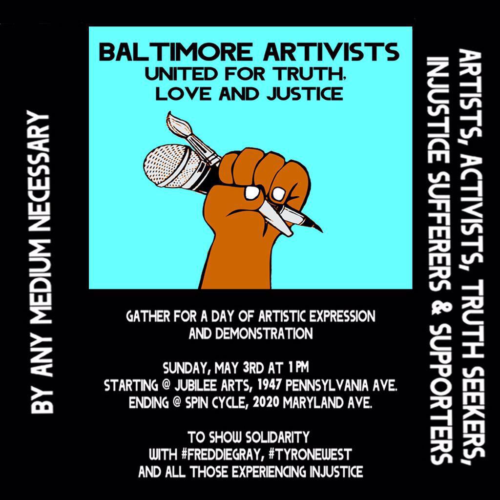Bmore_United's tweet photo. Don't forget to check out this event today at 1:00pm #BaltimoreUprising #BmoreUnited #Artivist http://t.co/l4nsxSar1h