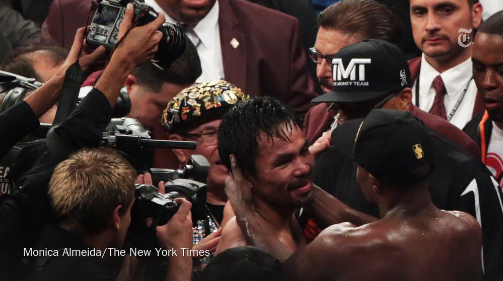 nytimes's tweet photo. “I thought I caught him many more times than he caught me,” Pacquiao said. “I was never hurt.” http://t.co/EBMwTT8oY5 http://t.co/TjuvsE8uw2