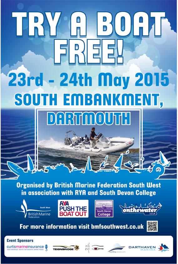 BMSouthWest's tweet photo. #TryABoatFree takes place next Bank Holiday 23-24 May. Come along & meet @RYASW @SDC_Noss_Marine @YachtingBrokers http://t.co/oTW3NNtZ1k
