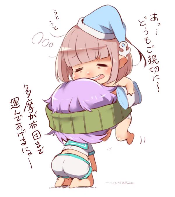 多摩ネキの首の力がすごいという絵。 