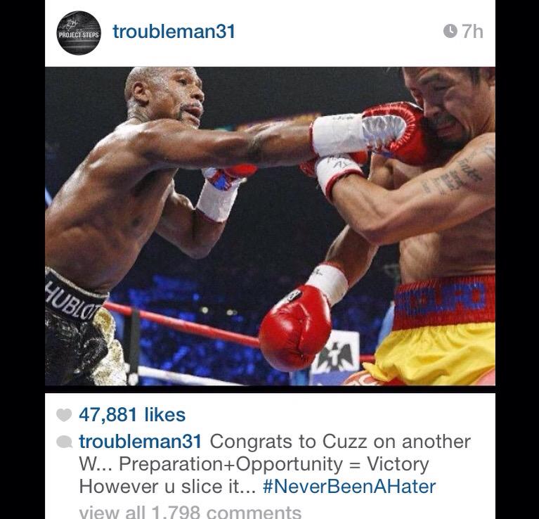 lipstickissed's tweet photo. #TI sends a congrats, but did he have to be cuz lol #Mayweather #MayPac #FightNight #FightWeekend #lipstickissedinfo http://t.co/JYjZNgEkFR