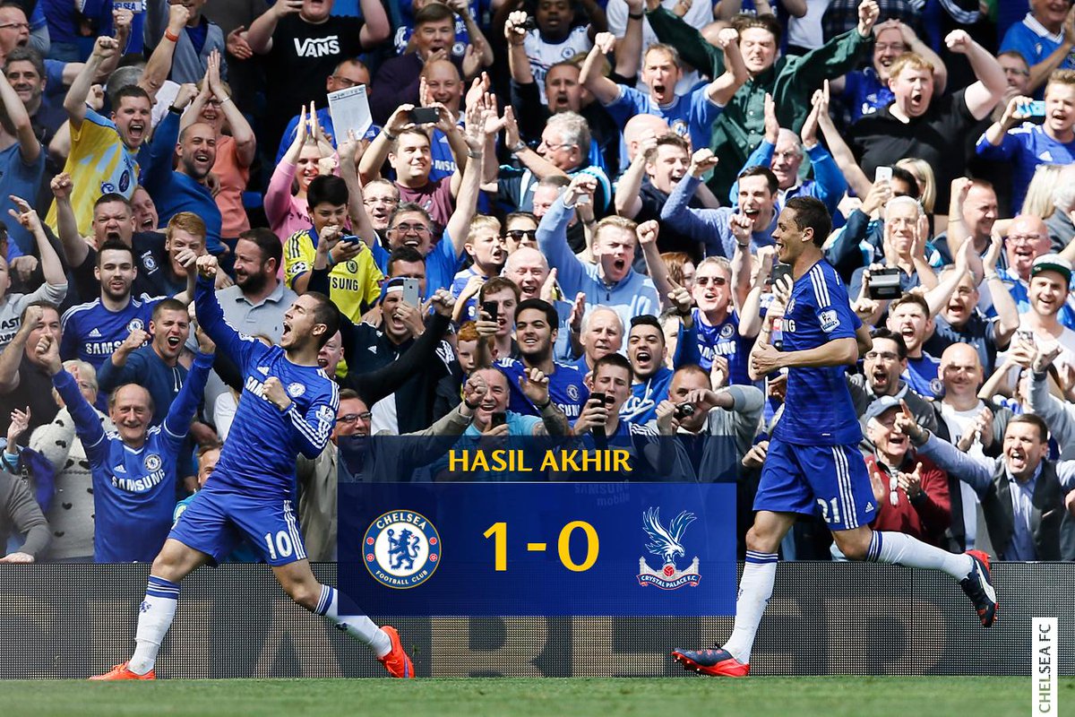 chelseafc_indo's tweet photo. HASIL AKHIR: Chelsea 1-0 Crystal Palace! 

KITA MENJADI JUARA!!! #SAPUBERSIH http://t.co/JDqleZDi05