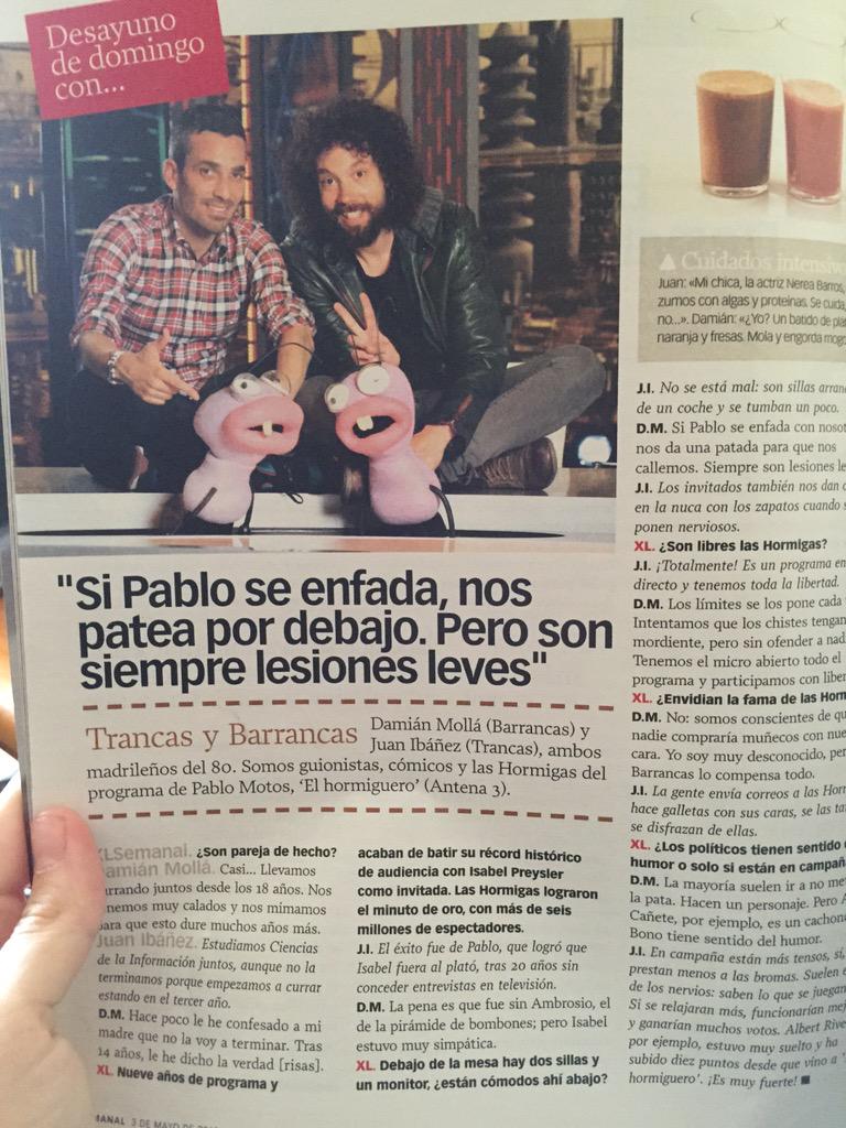LasJuniors's tweet photo. Que alegría leerte en el XL SEMANAL...😍😍 Te echamos de menos!!!! @Damianmolla http://t.co/CUmjIEQdTI