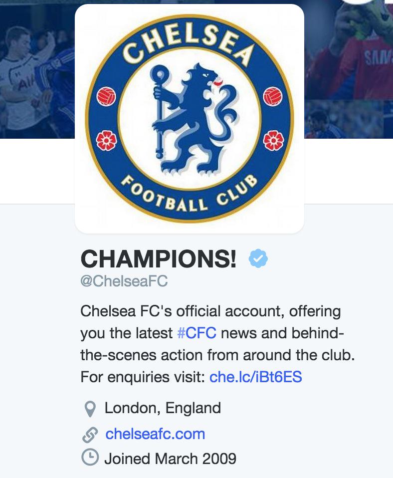 brfootball's tweet photo. Chelsea have changed their name on Twitter. https://t.co/ziyGRDJMCh http://t.co/rXcZDr586x