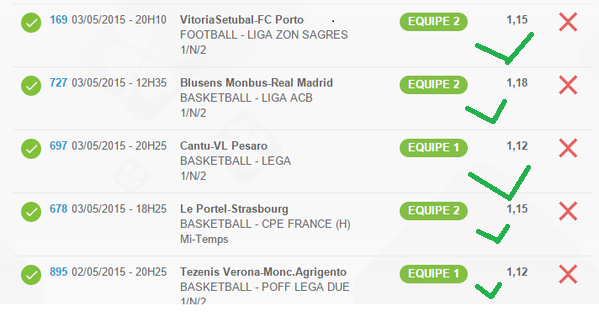 Weanex's tweet photo. Mes 5 matchs qui passe ! Côte a 1,96 , 20e de gain #parionssport http://t.co/9AymAteJWl