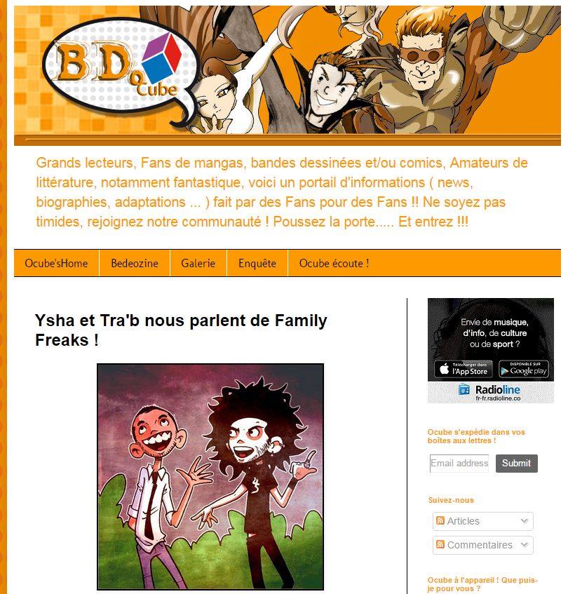 DIABOLOEDITIONS's tweet photo. Interview sur Bdocube pour la sortie de "Family Freak".http://t.co/JVWkQagFv7 http://t.co/b8UOYXRD0l