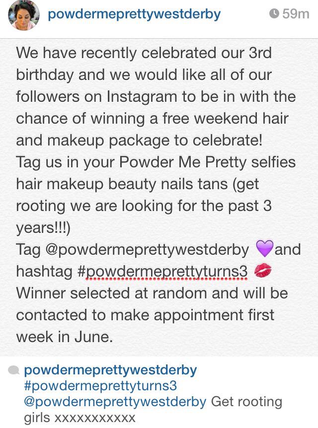 PowderMePretty's tweet image. Insta competition, enter for your chance to win xxxxxx