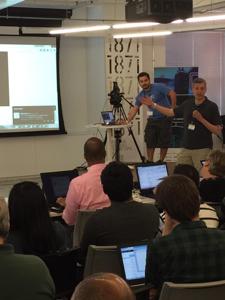 intxNCTA's tweet photo. #INTXHACK teams presenting their work. Amazing work from 11 teams! #intx2015 http://t.co/mDVbscH5MP