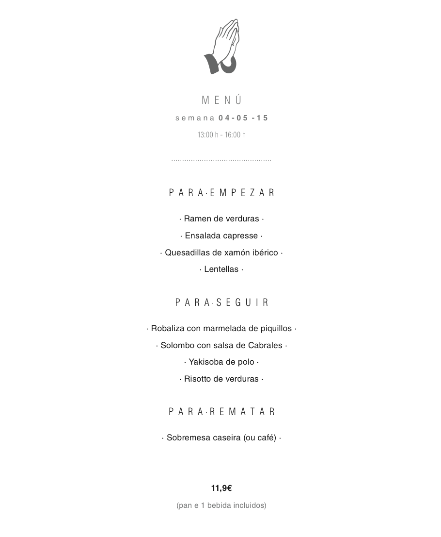 resasrestaurant's tweet photo. #MENÚ @resasrestaurant @decompostela 4-8 maio (13-16h) #Ramen #Quesadillas #Robaliza #Solombo #Yakisoba #Risotto http://t.co/4ML1iKvBmp