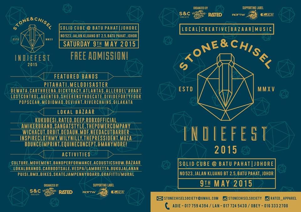 #BATUPAHAT May 9, 2015 STONE&amp;CHISEL INDIE FEST 930am-1130pm SolidCube ft. <a href="/Pitahati/">Pitahati</a> <a href="/Melodisaster/">Melodisaster Band</a> <a href="/atlantashxc/">Atlantas</a> &amp;more