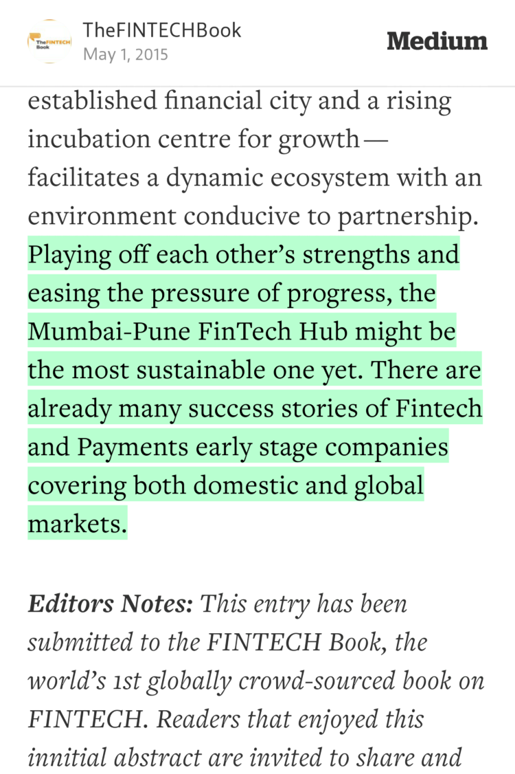 TheFINTECHBook's tweet image. #FinTech Book: “Mumbai-Pune: The Most Sustainable FinTech Hub Yet” by @maneeshbhandari medium.com/@TheFINTECHBoo…