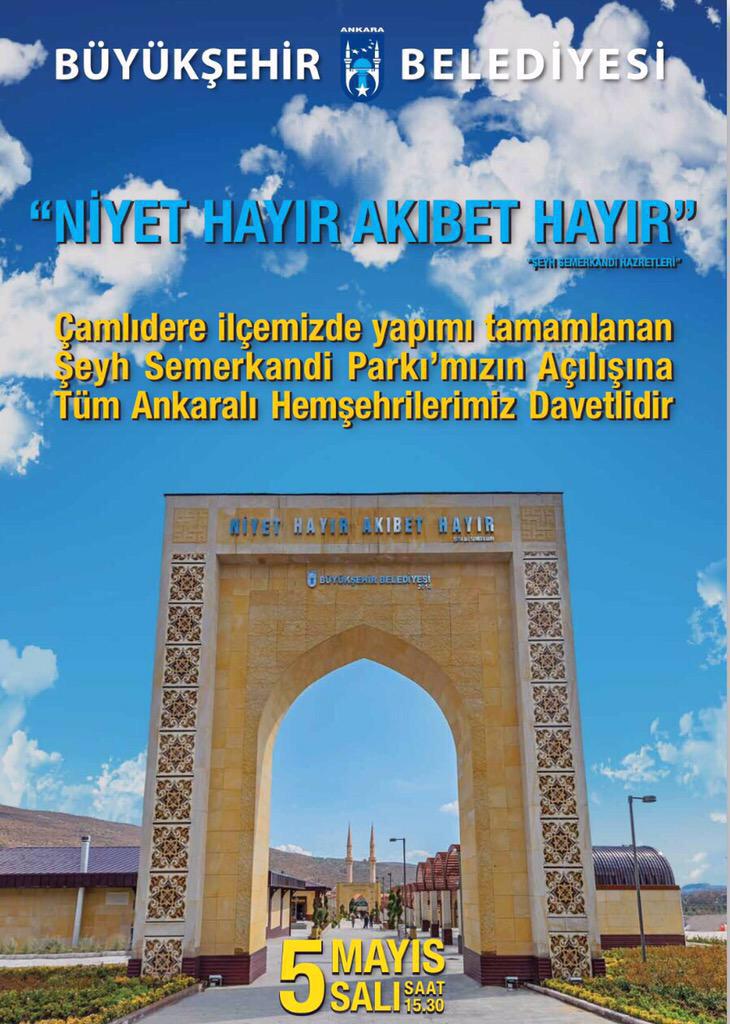 "Niyet Hayır Akıbet Hayır" 
Şeyh Ali Semerkandi Parkı,Onursal Bşknmz Nevin Gökçek katılımları ile
5 Mayıs'ta açılacak