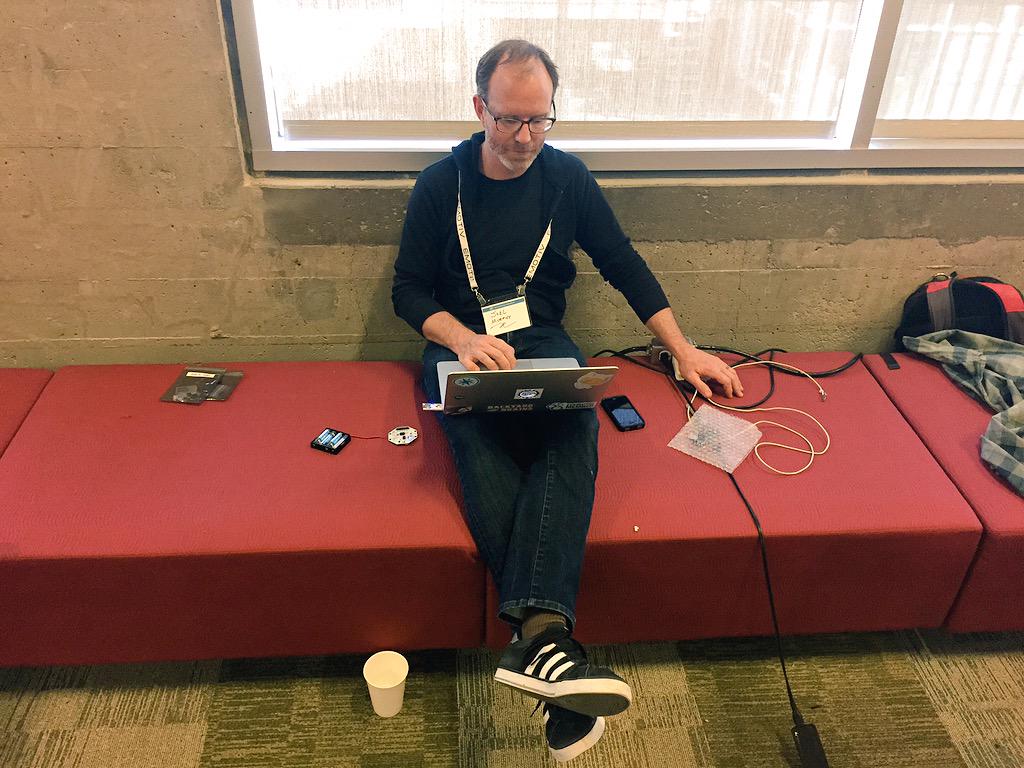 OpenBCI's tweet photo. Shots from day 1 of @Brainihack #NGhack15. Getting prepped for day 2! #SSVEP #BrainWaves #RobotHands http://t.co/rqDUKFPuWT