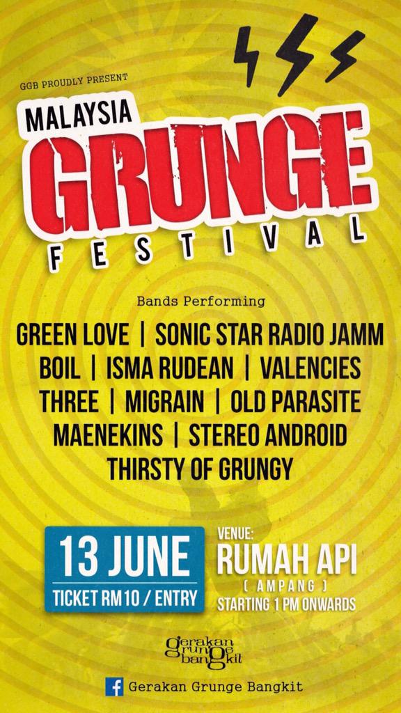 #AMPANG Jun13,2015 MALAYSIA GRUNGE FEST 1pm RumahApi ft <a href="/GreenLoveJB/">Green Love</a> <a href="/SSRJmalaysia/">SonicStarRadioJamm</a> <a href="/thevalencies/">VALENCIES</a> <a href="/ThreeMalaysia/">Three </a> &amp;more