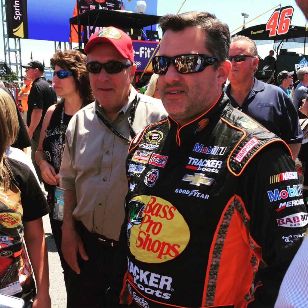 .<a href="/TonyStewart/">Tony Stewart</a> was joined on pit road during pre-race by <a href="/BassProShops/">Bass Pro Shops</a> founder Johnny Morris @TalladegaSuperS #NASCAR