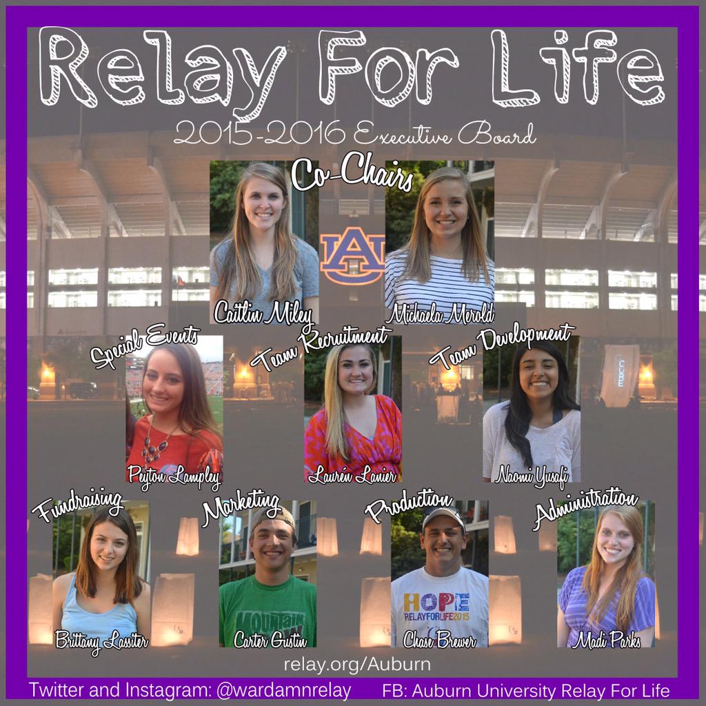 wardamnrelay's tweet photo. So excited to announce our 2015-2016 Relay For Life at Auburn University Executive Board! @AUinvolve http://t.co/MjwXYzFCuh