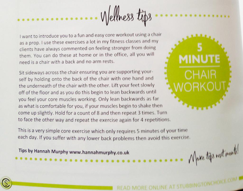 HannahGlobeFit's tweet image. My 5 minute chair workout published in Mays edition of Stubbington Choice Mag #chairworkout #globefit