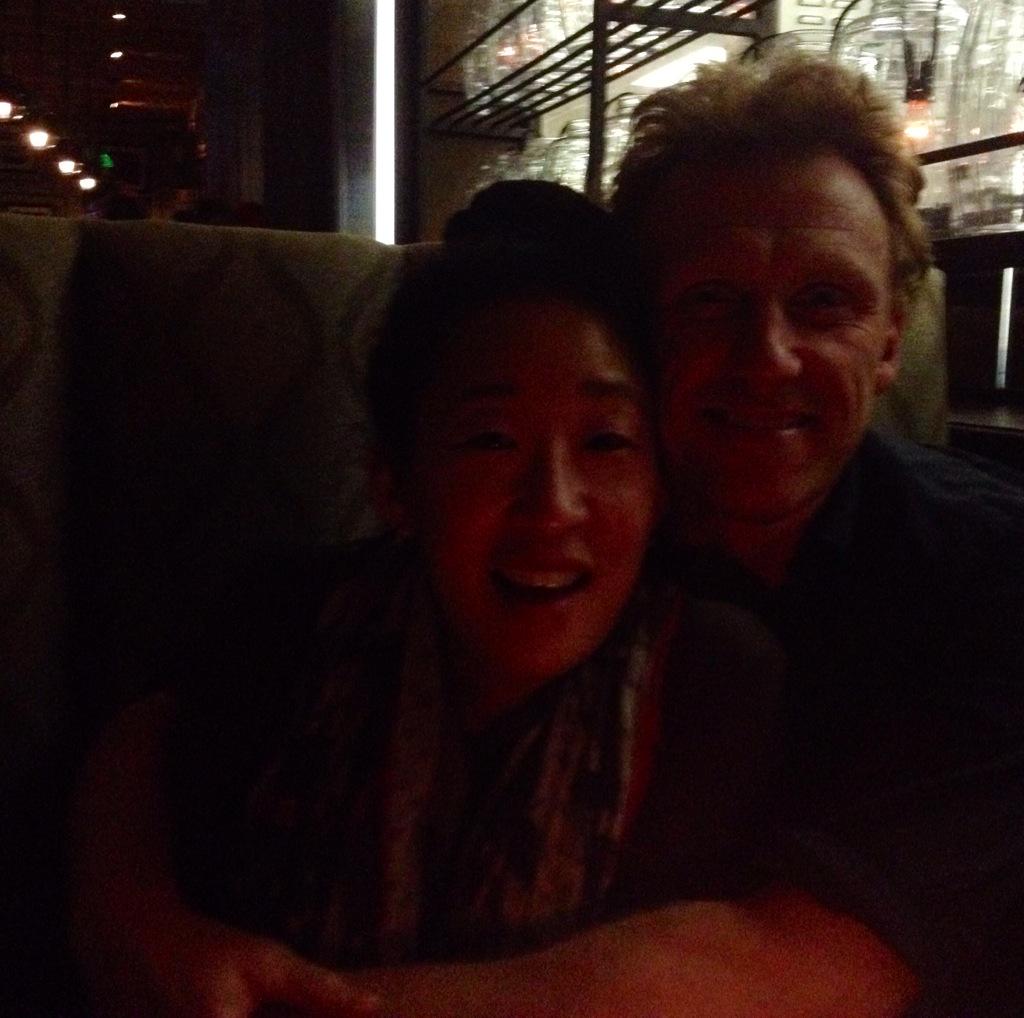 IamSandraOh's tweet photo. Why r all the pics of me&amp;Kev so dark? Sorry! My ancient phone. Love and hellos to All from the Valley http://t.co/MJN7WsOkvX