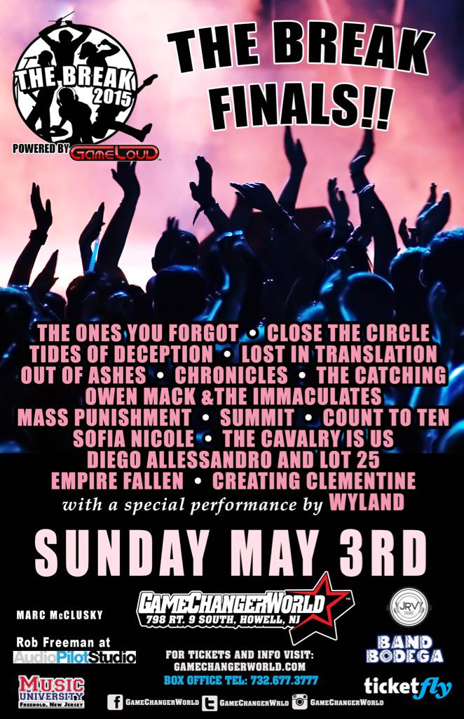 SummitBand's tweet photo. THE FINALS / TODAY 5:30 / GAME CHANGER WORLD / #THEBREAKCONTEST http://t.co/mDXHca7bPe