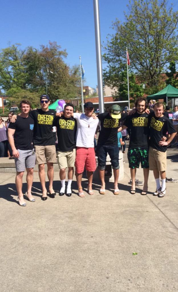 Shoutout to @ducks_lacrosse for coming out to <a href="/AXOinhershoes/">In Her Shoes 2015</a>! Looking good, guys!