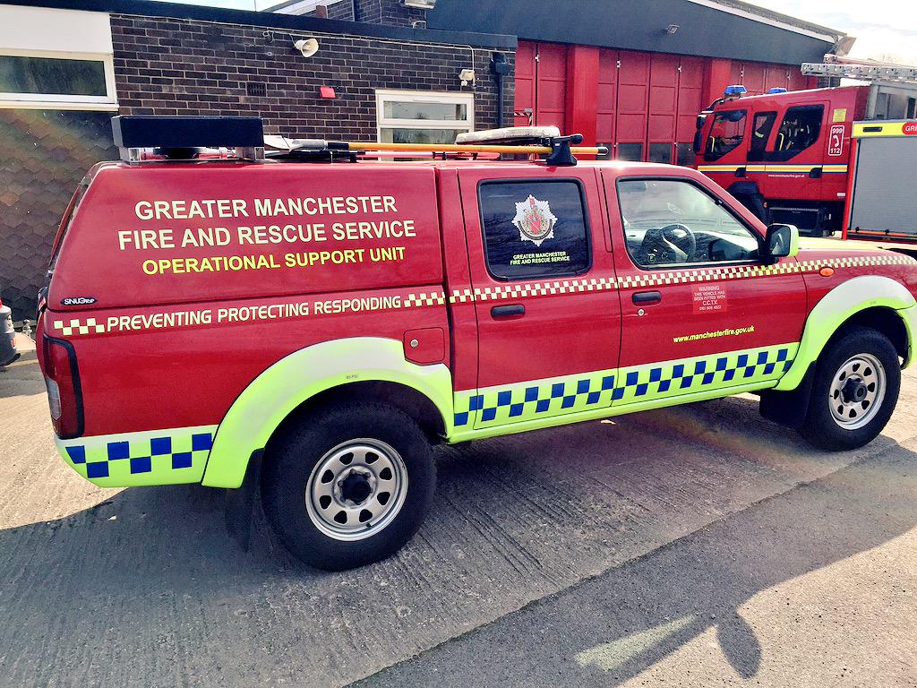 salfordfireteam's tweet photo. This weekend #IrlamBlueWatch spent some time on Cadishead Moss with @Lancswildlife and our new Wildfire Response Unit http://t.co/XtS8a88SQ3