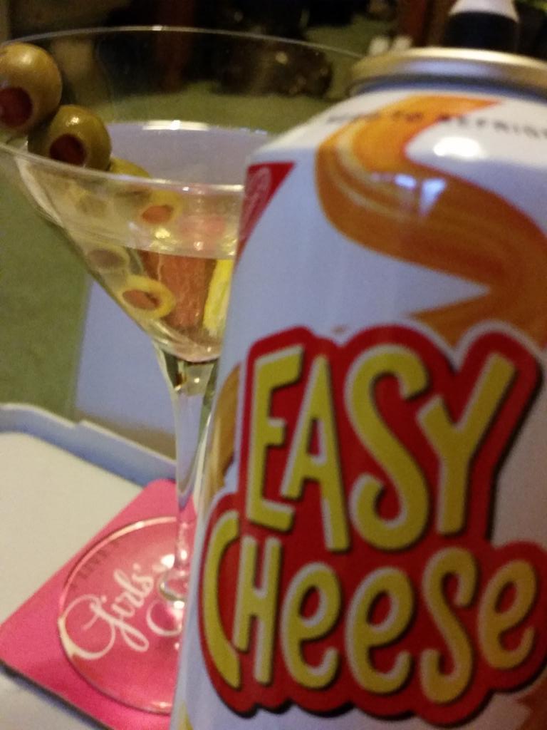 cleverfrances's tweet photo. Martinis and cheese-in-a-can. #HighClassRedneck http://t.co/Dc2hamvb8O
