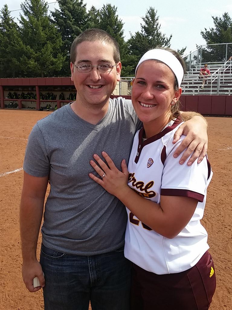 CMUSoftball's tweet photo. Trista Cox gets proposed to after the game. SHE SAID YES! http://t.co/CsnMDFzgk4