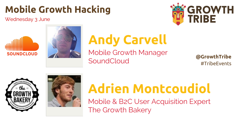 Learn from the masters! Mobile Growth Hacking workshop with <a href="/andy_carvell/">Andy Carvell</a> &amp; <a href="/adrienm/">Adrien Montcoudiol</a> buff.ly/1GScNcL #mobile
