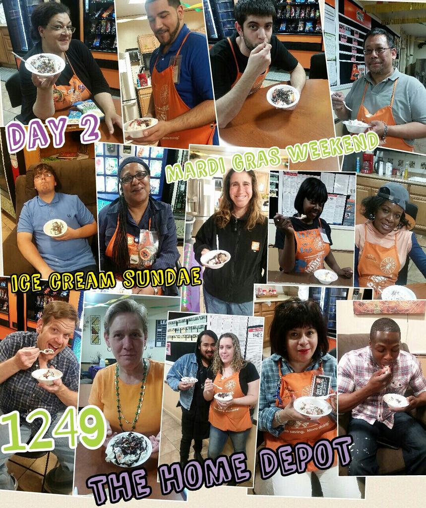 associates at #thehomedepot #1249 #d285 enjoys #icecreamsundaes for our second day of #mardigrasweekend #newyorkmetro