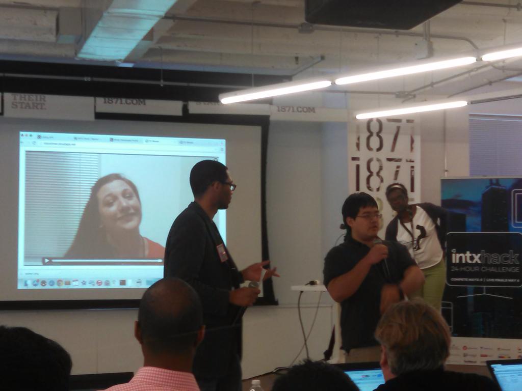 ComcastILLINOIS's tweet photo. First few #INTXHACK teams making pitches of their creative ideas. @intxNCTA @1871Chicago http://t.co/wOQkRdTorc