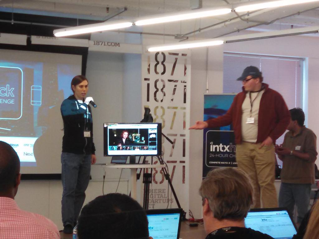 ComcastILLINOIS's tweet photo. First few #INTXHACK teams making pitches of their creative ideas. @intxNCTA @1871Chicago http://t.co/wOQkRdTorc