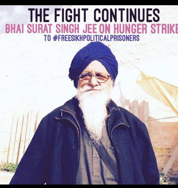 manjkaur21's tweet photo. Bapu Surat Singh is sacrificing his life to #freeSikhpoliticalprisoners spread awareness of #hungerstrike #day108 🙏 http://t.co/FRyX340hFu