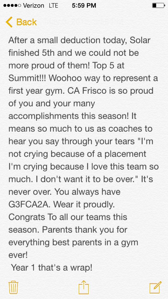 Solar you made Frisco proud! Top 5 at Summit! 
Proud of all our teams this season! Our first year ROCKED! #cafamily