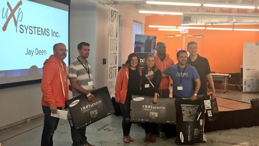 daniellecohn's tweet photo. And the winners are... #INTXHACK - congrats to Tiny Crowds who scored the @comcast @everyblock prize! http://t.co/gQp2RQZ6Xq