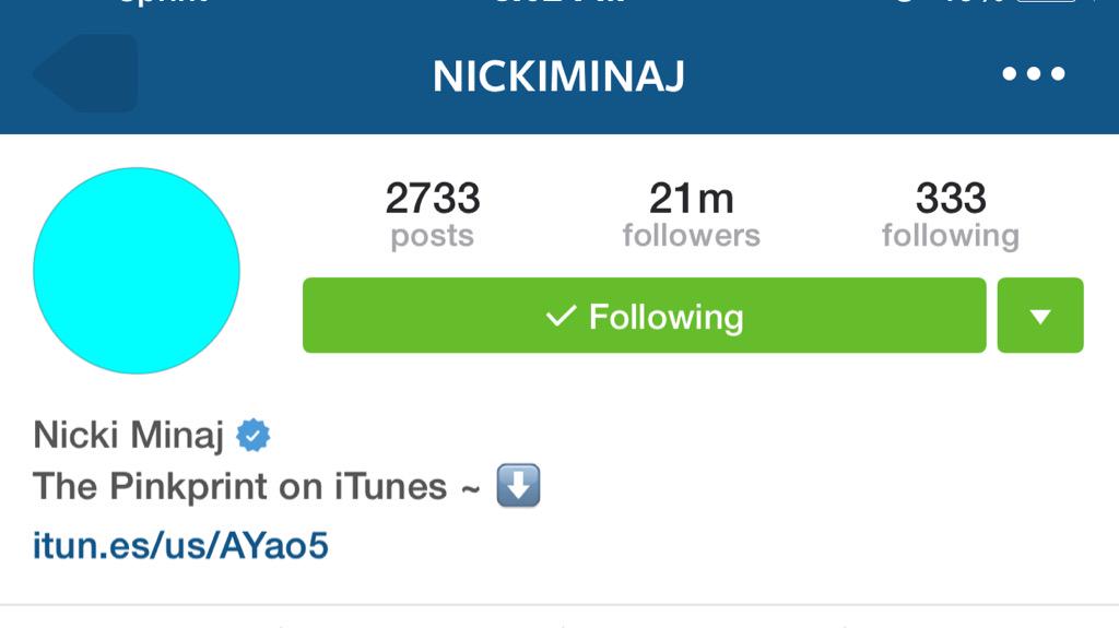 BarbzHas's tweet photo. 🎀🎀🎉🎉Congrats @NICKIMINAJ on reaching 21 million Instagram followers!🙌👑 #LeveltoThisShit #StayWinning #ThePinkprint http://t.co/ZcGK7rTGjo