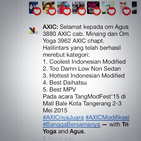 Congratulation Uda Agus 3880 AXIC Cab Minang dan Om Yoga 3962 AXIC Ch Halilintars atas prestasinya #BanggaBersamanya