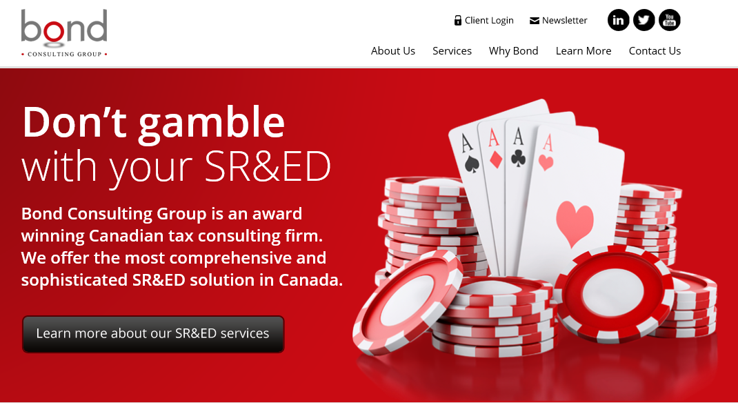 BNICorpExec's tweet photo. @BondConsultingG launches its new website! Don't gamble with your SR&amp;ED. http://t.co/0k281L4LfT http://t.co/T4WjjBmtsc