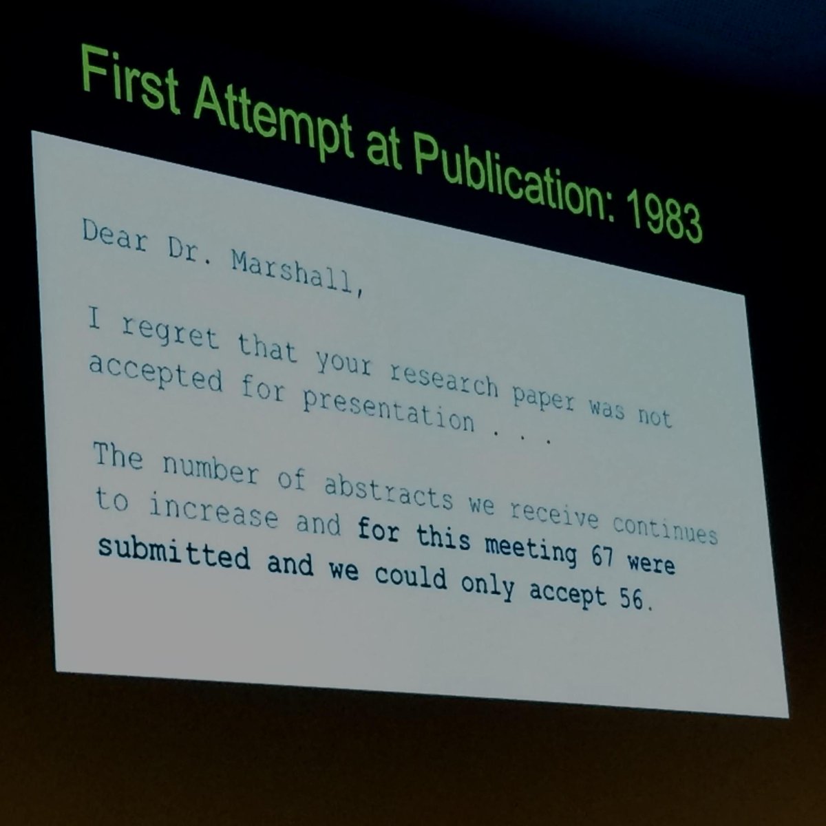 Fate of the original H.pylori abstract submission. A few years before the Nobel Prize. <a href="/RACSurgeons/">RACSurgeons</a> <a href="/AcademicSurgery/">Assoc4AcademicSurgery</a>