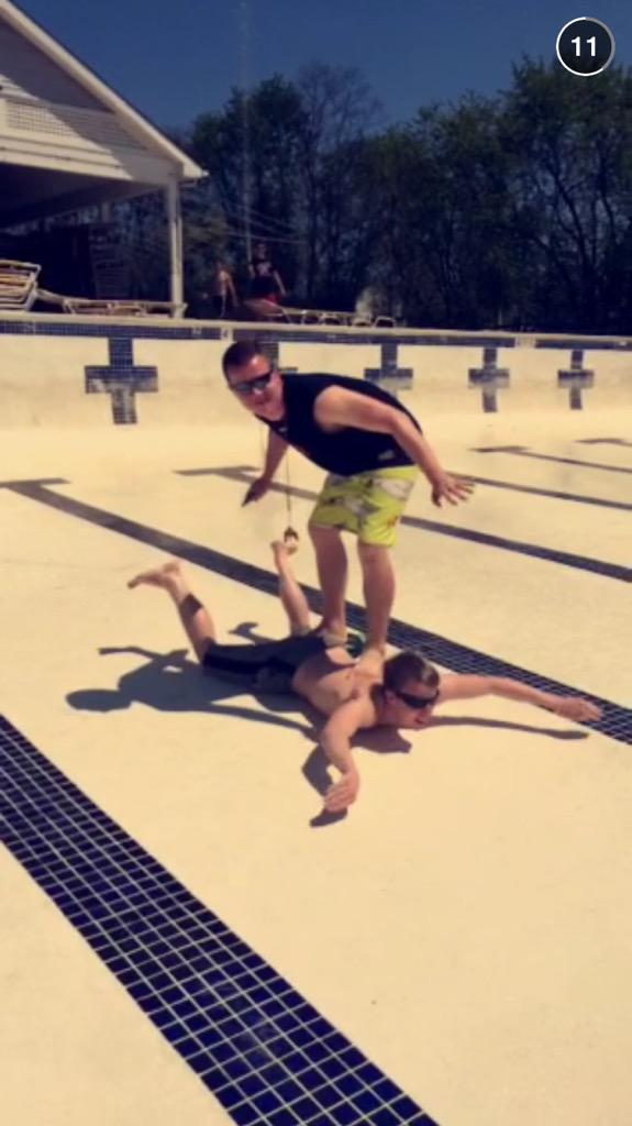 aus_monty's tweet photo. When there's no water in the pool, you improvise ๐๐๐ #cleanupfun @mike_williams97 http://t.co/BhtwDhAE6o