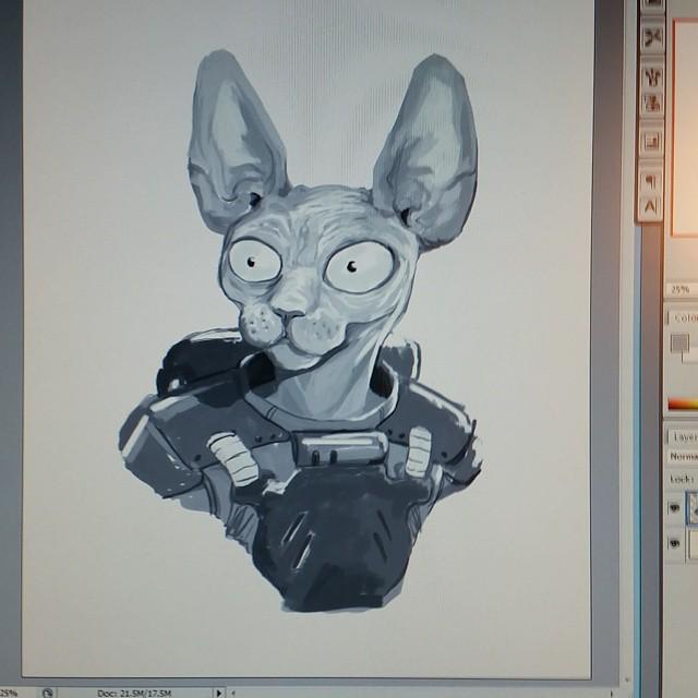 regretfactory's tweet image. By kylescarymartin Space Sphynx cat quick sketch tonight! #artworkout #art #drawstuff #digital #sphynxcat #sphynx #…