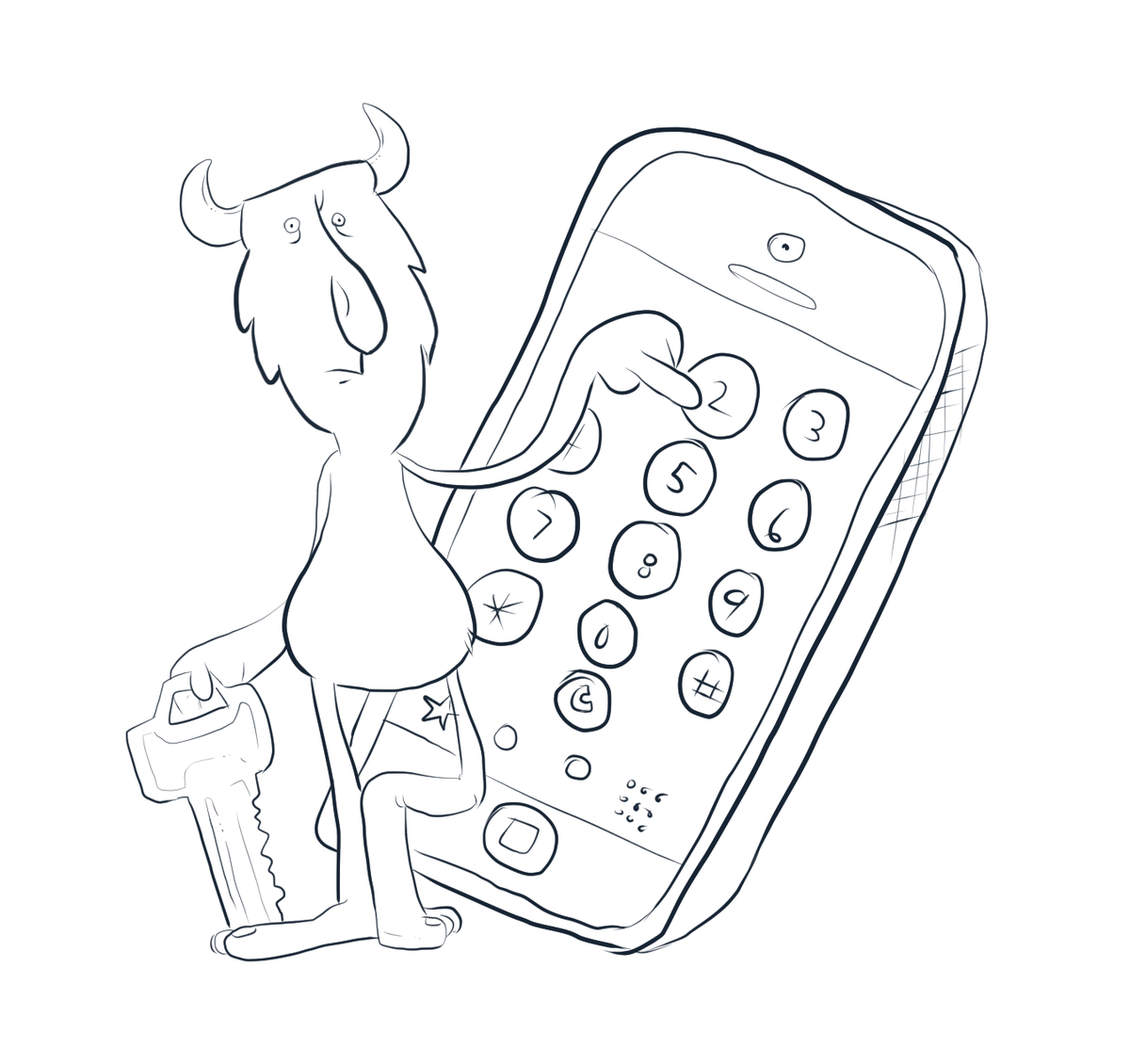 david_buist's tweet photo. @Daily__Doodle I think #MyMiniMonster is the one in charge of pocket dialing. http://t.co/kYUnXz96Fk