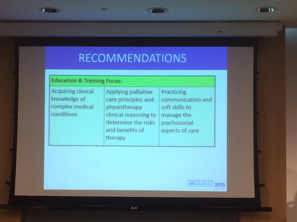 darrenabrown's tweet photo. #IPTHOPE #WCPT2015 @ACPOPC recommendations for physios in the field of palliative care http://t.co/KkxQDIbzlj
