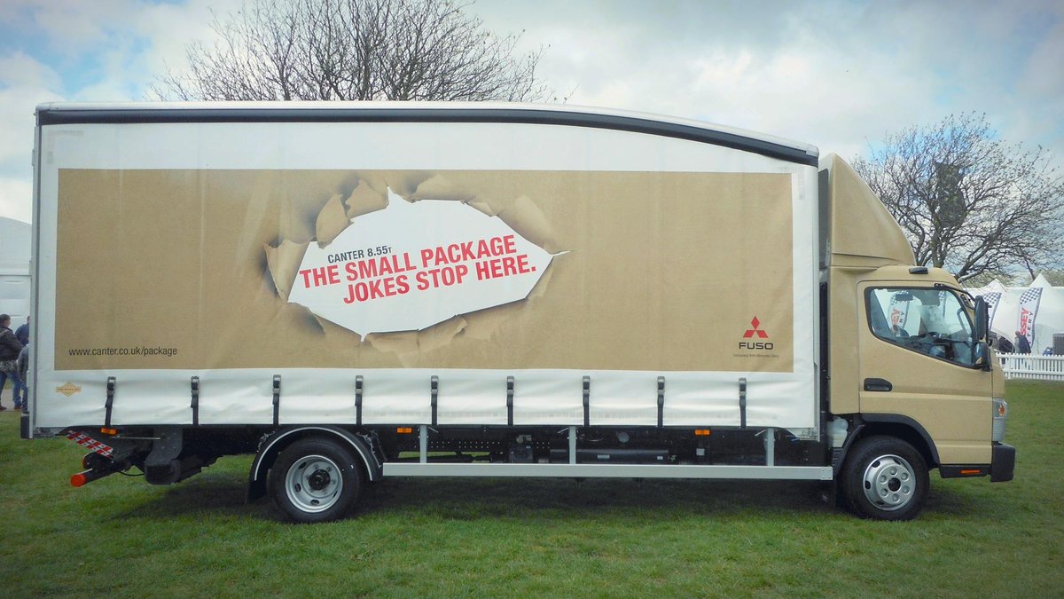 DaimlerTruckUK's tweet photo. The small package jokes stop with the #FUSO Canter at #truckfest http://t.co/Jbd491NcRS