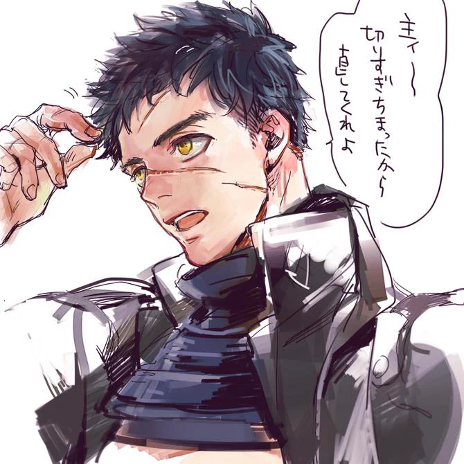 @toukenTL たまにみかける切り過ぎ正国がかわいいだけの落書き デコにも傷があるのかな～ 