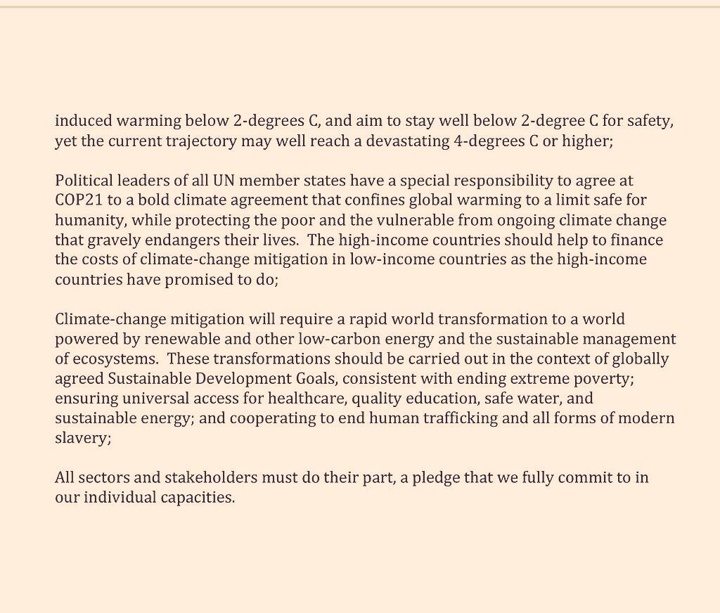 IntactClimate's tweet photo. #Climate statement issued at the end of the meeting of the Vatican's Academies of Sciences @UNFCCC @UN #COP21 http://t.co/FqFPsZvM80