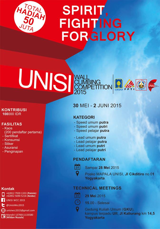 Come &amp; Join us in the event of NATIONAL CLIMBING COMPETITION (UNISI WALL CLIMBING)