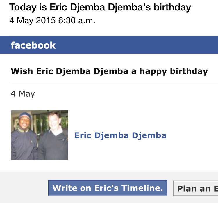 Happy Birthday to the man him self... Eric Djemba-Djemba. We\re FB friends... No biggie. 