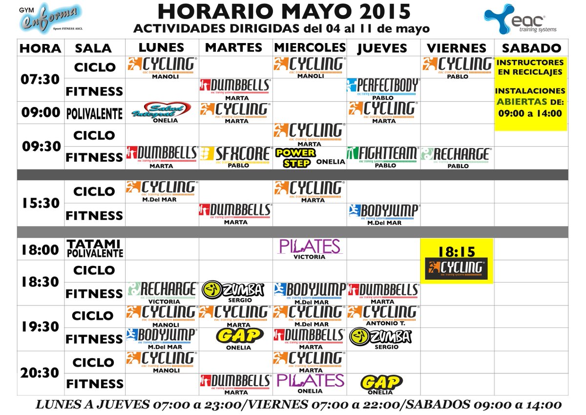 horario mayo del 4 al 11, variedad y calidad!