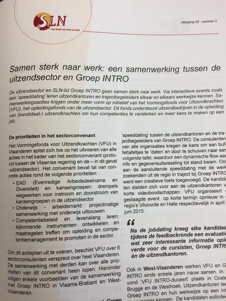 vanvin74's tweet photo. Vers van de pers. Artikel in SLiNger over samenwerking @VFU_FFI en #GroepIntro. http://t.co/qI8pftQC64
